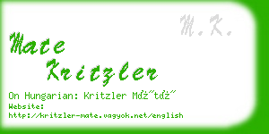 mate kritzler business card